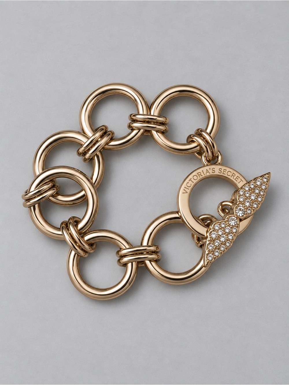 Victoria's Secret Rose Gold-Tone Crystal Charm Link Bracelet Limited Edition